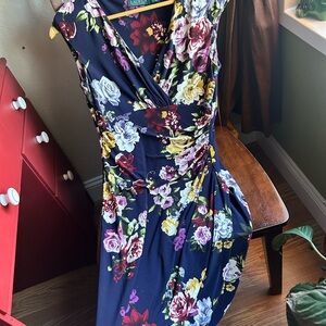 Ralph Lauren Navy Floral Midi Dress